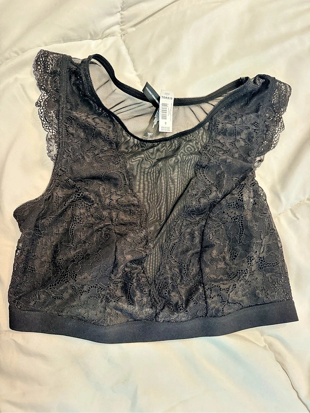 Torrid Black Lace V & Mesh Lilsly Camisole Size 0 NWT